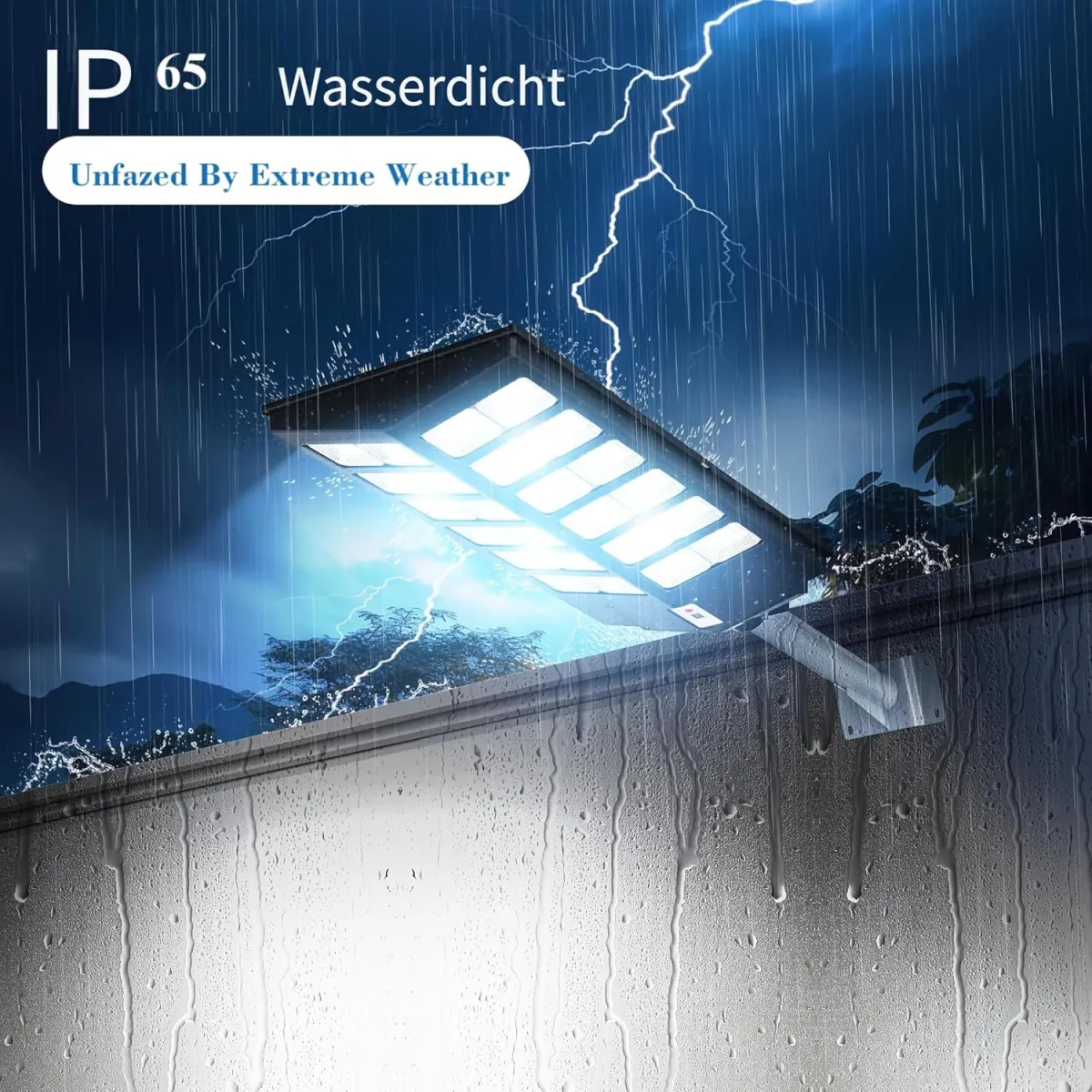 Solarlampen für außen mit Bewegungsmelder, 800W 80000LM IP65 Wasserdicht LED Solar Solarlampen, Dämmerungs- bis Morgengrauen für Terrasse, Parkplatz, Garten — Bild 3