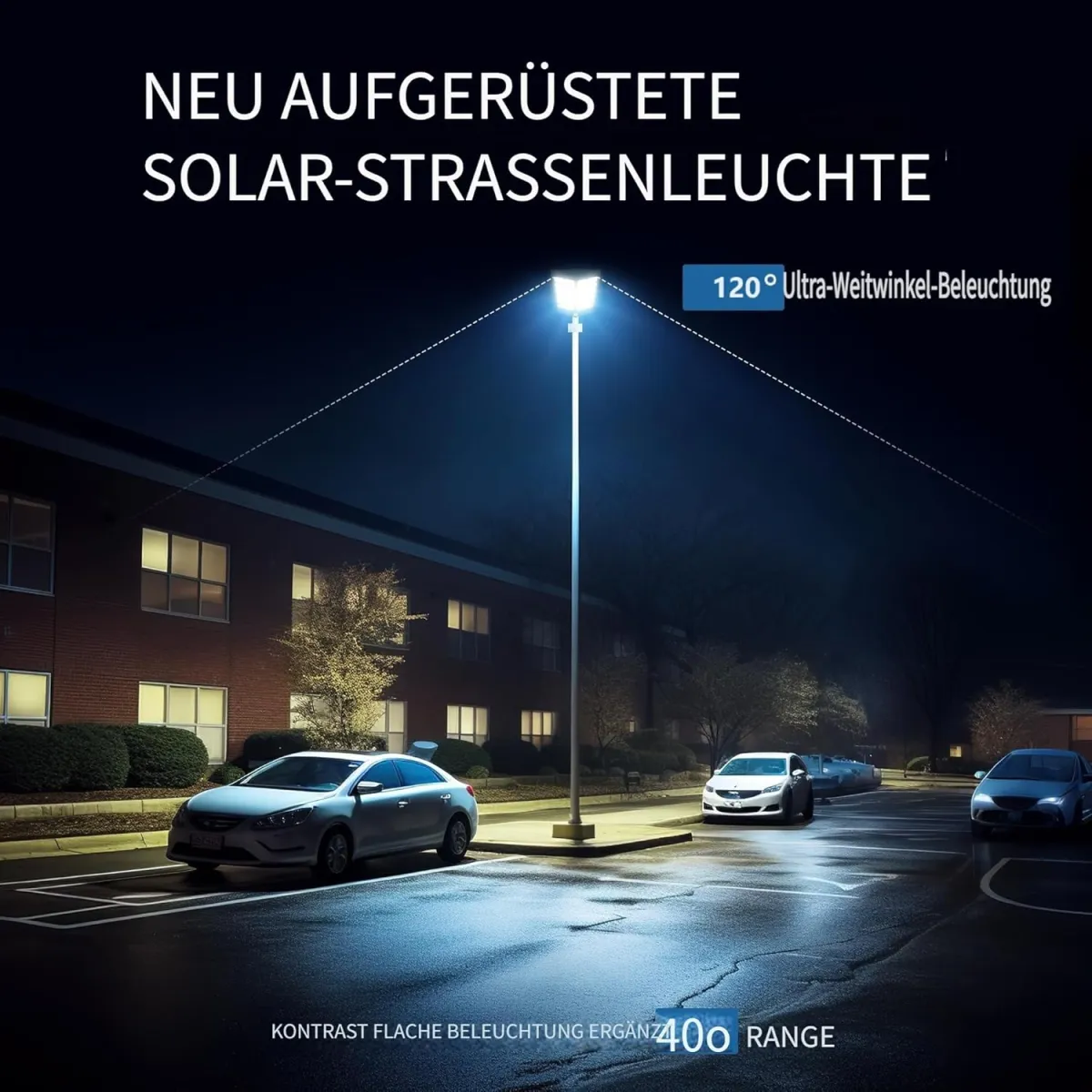 Solarlampen für außen mit Bewegungsmelder, 800W 80000LM IP65 Wasserdicht LED Solar Solarlampen, Dämmerungs- bis Morgengrauen für Terrasse, Parkplatz, Garten — Bild 4
