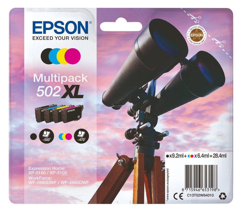 Epson 502XL Multipack - 4er-Pack - XL - Schwarz, Gelb, Cyan, Magenta