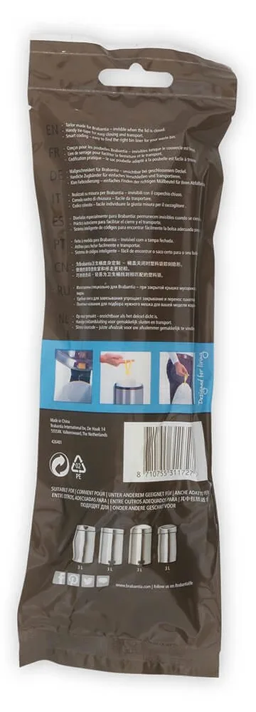 Brabantia Size A - Mülleimerbeutel - Zugschnur - 3 L - Polyethylen hoher Dichte (HDPE), Ansicht 2