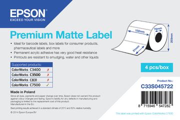 Epson Premium - Matt - permanenter Acrylklebstoff - 102 x 51 mm 9240 Etikett(en) (4 Rolle(n) von LumaTech