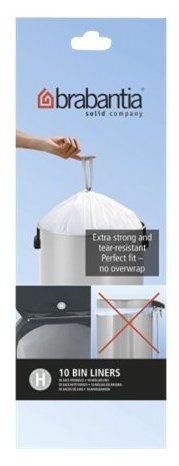 Brabantia Size H - Mülleimerbeutel - Zugschnur - 50 L - Polyethylen hoher Dichte (HDPE)