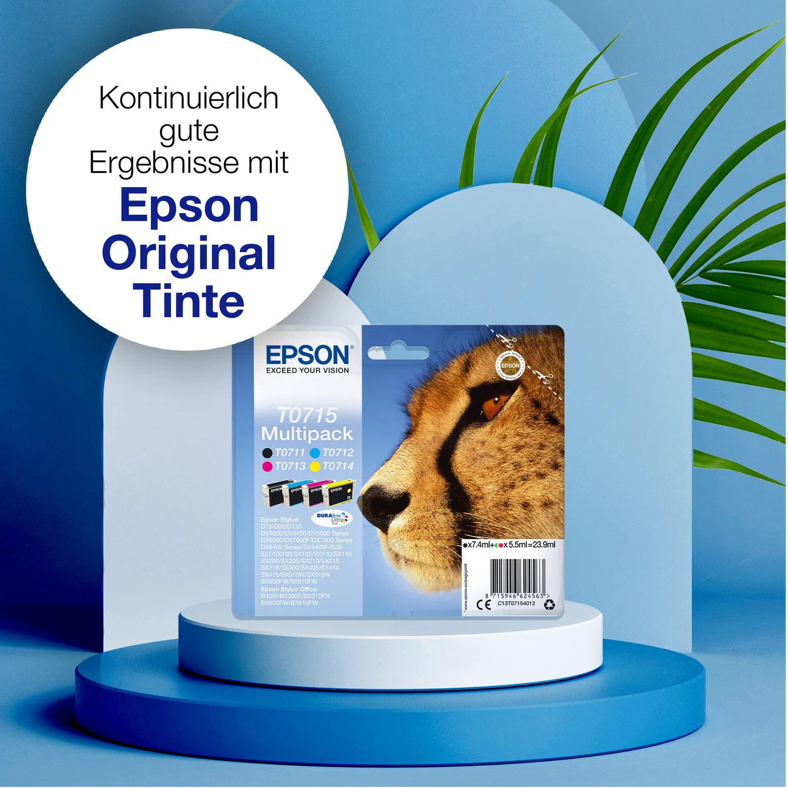 Epson T0715 Multipack - 4er-Pack - 23.9 ml - Schwarz, Gelb, Cyan, Magenta, Ansicht 2