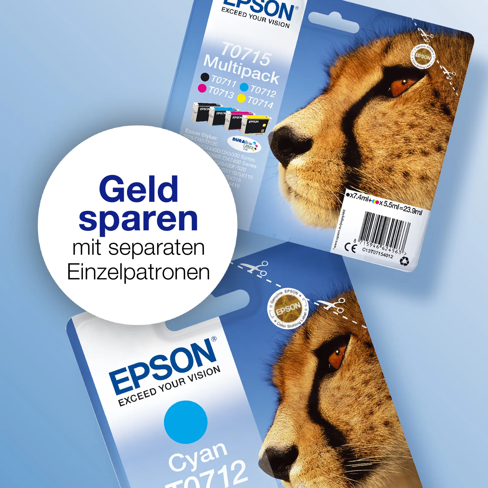 Epson T0715 Multipack - 4er-Pack - 23.9 ml - Schwarz, Gelb, Cyan, Magenta, Ansicht 3