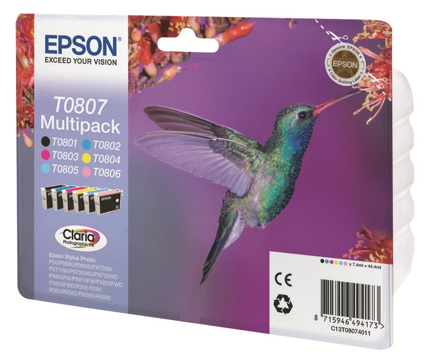Epson T0807 Multipack - 6er-Pack - 44.4 ml - Schwarz, Gelb, Cyan, Magenta, hellmagentafarben, hell Cyan von LumaTech
