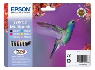 Epson T0807 Multipack - 6er-Pack - 44.4 ml - Schwarz, Gelb, Cyan, Magenta, hellmagentafarben, hell Cyan, Ansicht 4