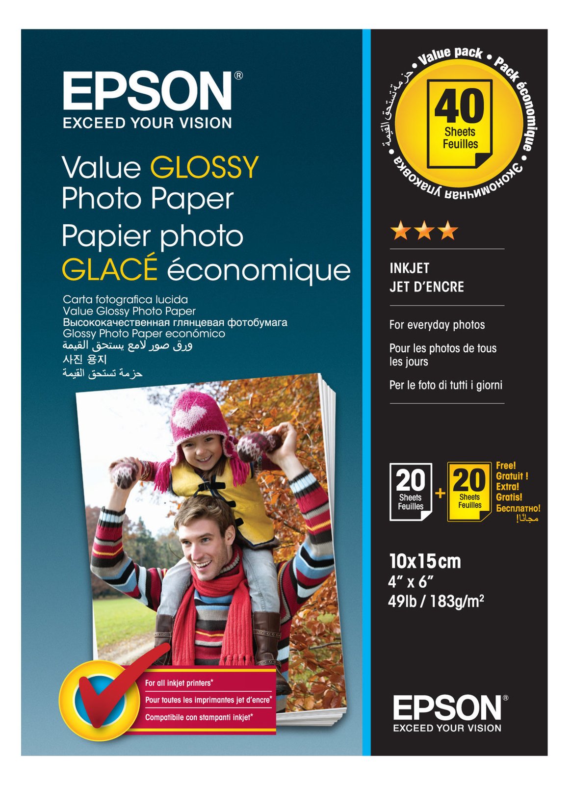 Epson Value Photo Paper Glossy - Glänzend - 100 x 150 mm 20 Blatt Fotopapier (Packung mit 2)