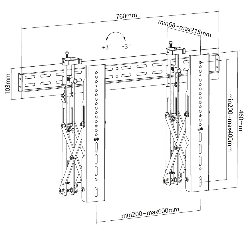 Equip Halterung - Pop-out - für Videoleinwand - stainless steel - Schwarz - Bildschirmgröße: 94-177.8 cm (37-70), Ansicht 2
