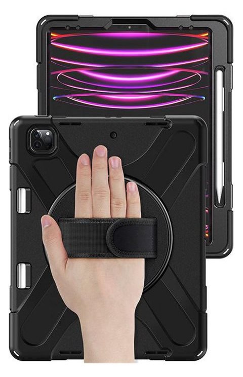 eSTUFF CHICAGO - Schutzhülle für Apple 12.9-inch iPad Pro (3, 4, 5 & 6. Generation) - Silikon, Polycarbonat - Schwarz