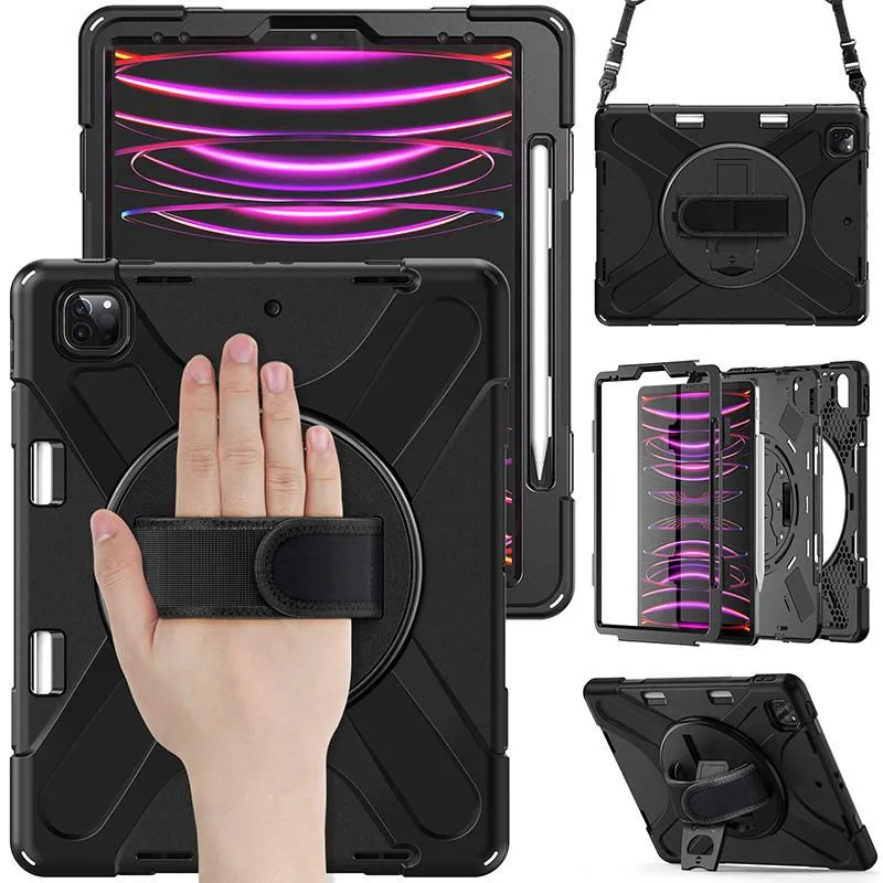 eSTUFF CHICAGO - Schutzhülle für Apple 12.9-inch iPad Pro (3, 4, 5 & 6. Generation) - Silikon, Polycarbonat - Schwarz, Ansicht 2