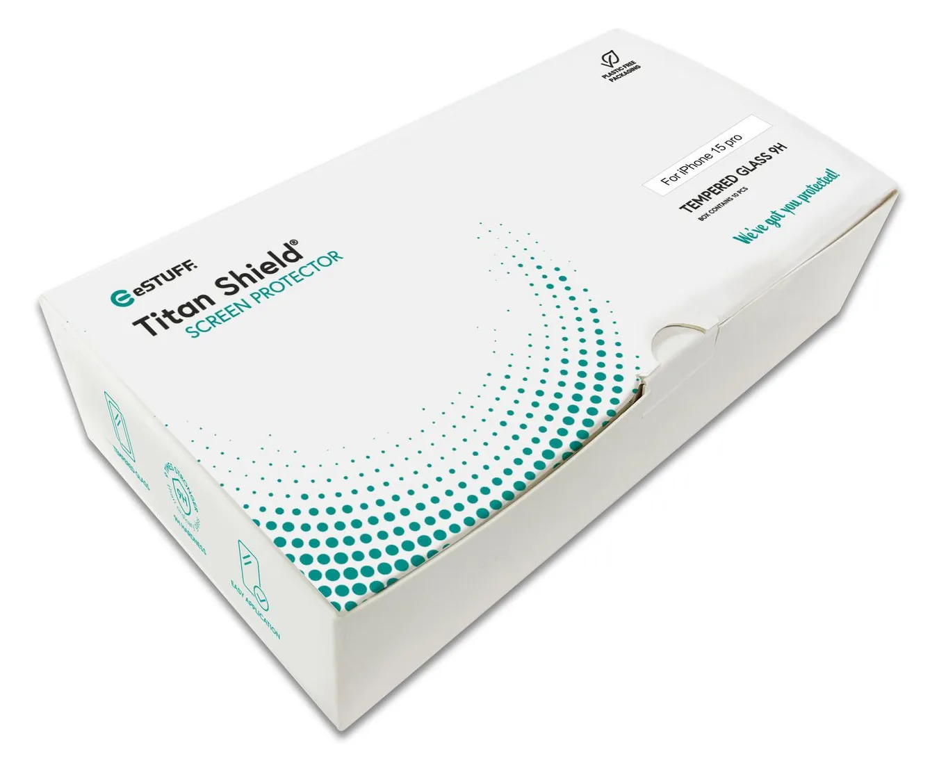 eSTUFF Titan Shield - Bildschirmschutz für Handy - volle Abdeckung - Glas - Rahmenfarbe schwarz (Packung mit 10) - Glas, Ansicht 4
