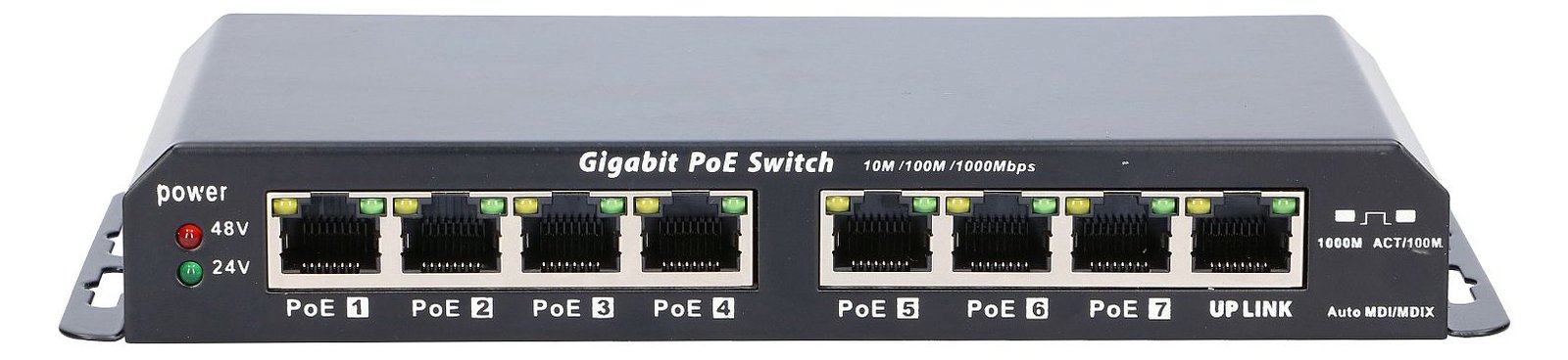 Extralink KRATOS| PoE-Schalter| 7x PoE 1x Uplink RJ45 Stromversorgung 24V 2.5A - Switch - 1 - Switch - 1 Gbps