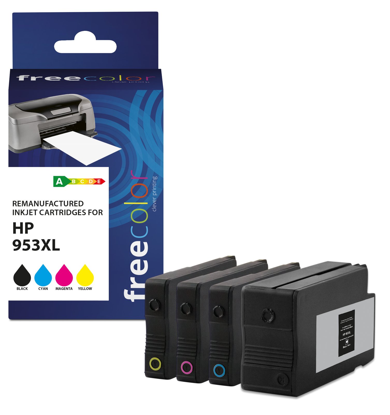freecolor Patrone HP 953XL color BK/C/M/Y remanufactured - Wiederaufbereitet - Kompatibel
