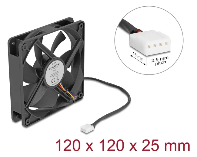 Delock Gehäuselüfter - axial - 120 mm - Schwarz, Ansicht 2