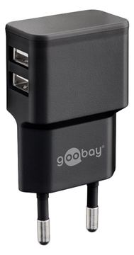 Goobay Dual USB charger - Netzteil - 12 Watt - 2.4 A - 2 Ausgabeanschlussstellen (USB) - Schwarz von LumaTech