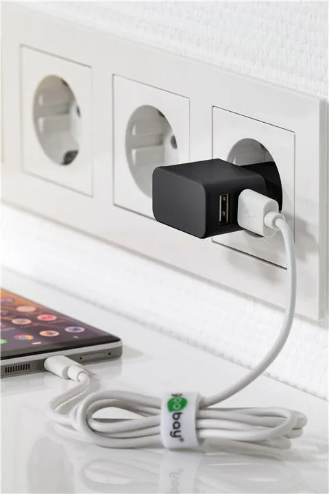 Goobay Dual USB charger - Netzteil - 12 Watt - 2.4 A - 2 Ausgabeanschlussstellen (USB) - Schwarz, Ansicht 3