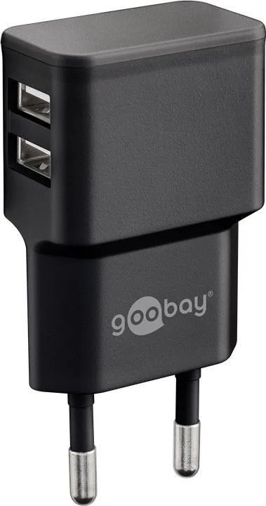 Goobay Dual USB charger - Netzteil - 12 Watt - 2.4 A - 2 Ausgabeanschlussstellen (USB) - Schwarz, Ansicht 4