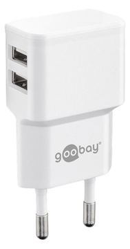 Goobay Dual USB charger - Netzteil - 12 Watt - 2.4 A - 2 Ausgabeanschlussstellen (USB) - Weiß von LumaTech