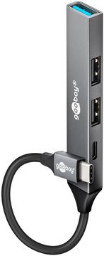 Goobay Slim 4-Port USB-C Hub 4 porte lysegra von LumaTech