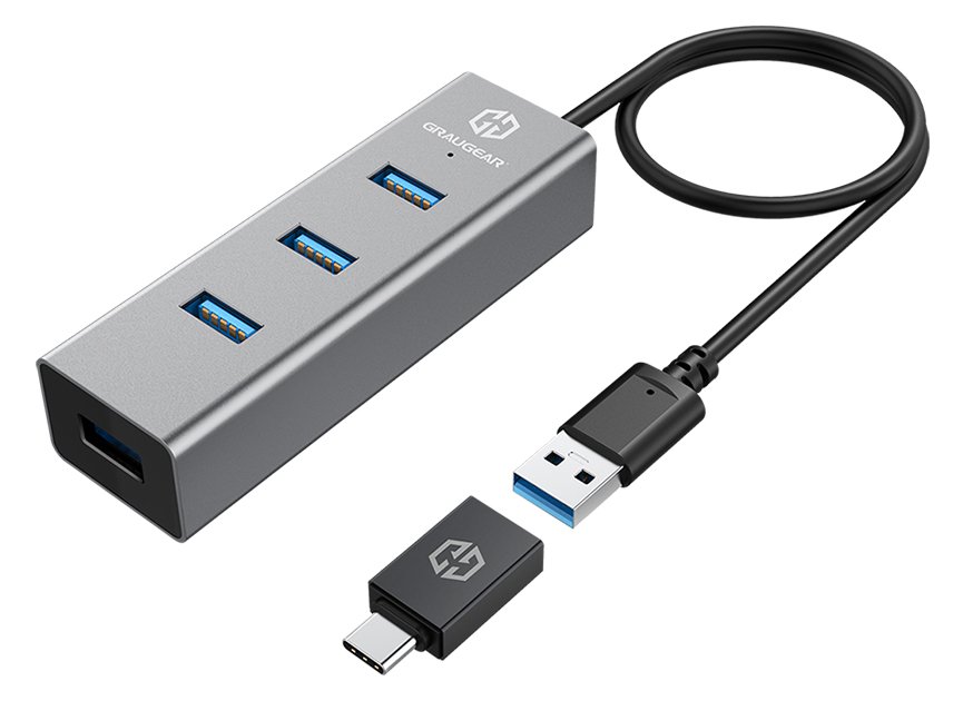 GrauGear G-HUB4-AC - USB 3.2 Gen 1 (3.1 Gen 1) Type-A - USB 3.2 Gen 1 (3.1 Gen 1) Type-A - 5000 Mbit/s - Aluminium von LumaTech