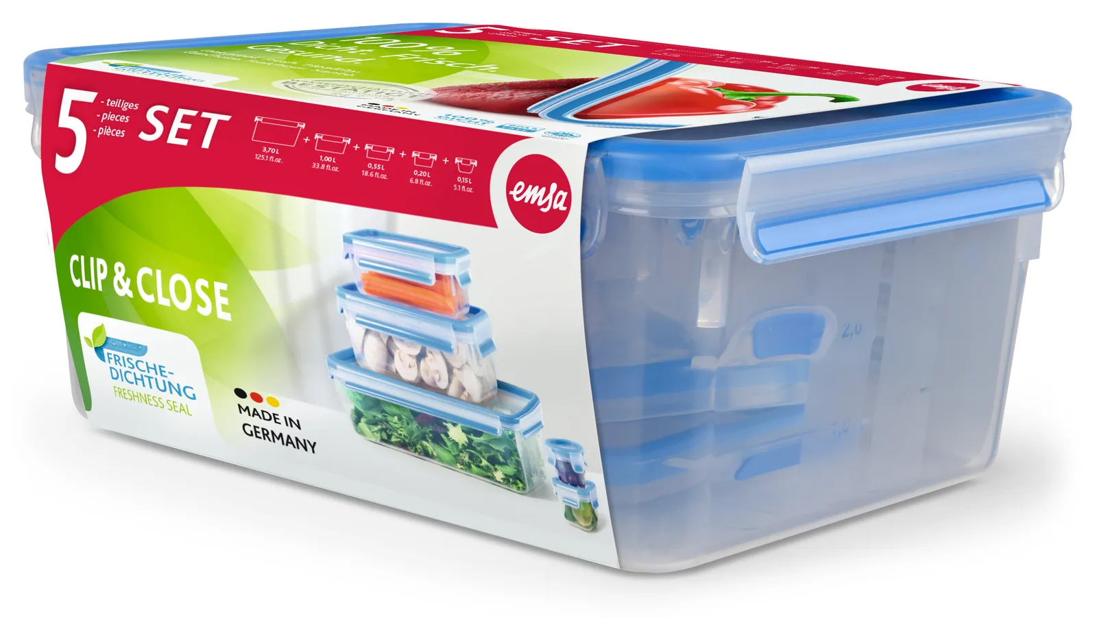 Groupe SEB EMSA CLIP & CLOSE - Frischhaltedosen-Set - 5.65 L, Ansicht 2