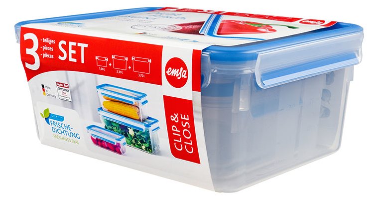Groupe SEB EMSA CLIP & CLOSE - Frischhaltedosen-Set - Blau