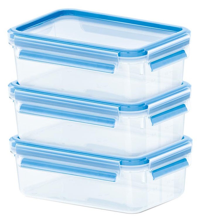 Groupe SEB EMSA CLIP & CLOSE - Lebensmittelbehälter - 0.55 L - Blau, durchsichtig (Packung mit 3) von LumaTech