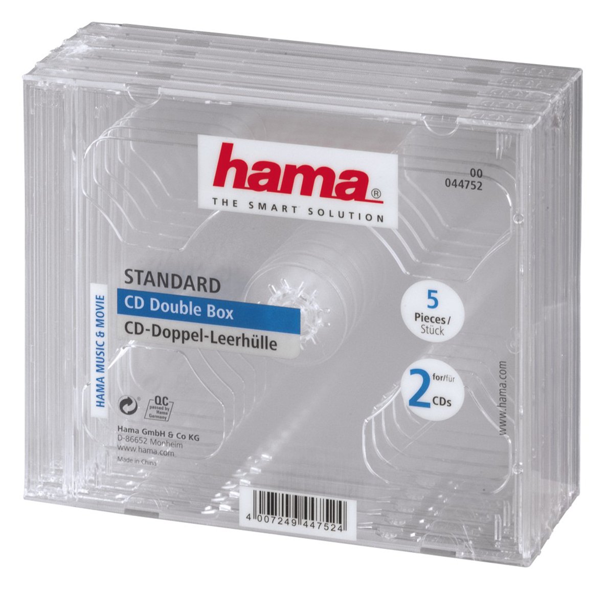Hama Behälter CD-Aufbewahrung - Kapazität: 2 CD - durchsichtig (Packung mit 5) von LumaTech