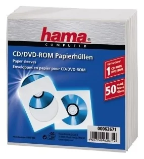 Hama CD-ROM Paper Sleeves - CD-Hülle - Kapazität: 1 CD - weiß (Packung mit 50), Ansicht 2