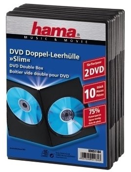 Hama DVD-ROM Slim Double Box - Slim Jewel Case für Speicher-DVD - Kapazität: 2 DVD - Schwarz (Packung mit 10) von LumaTech