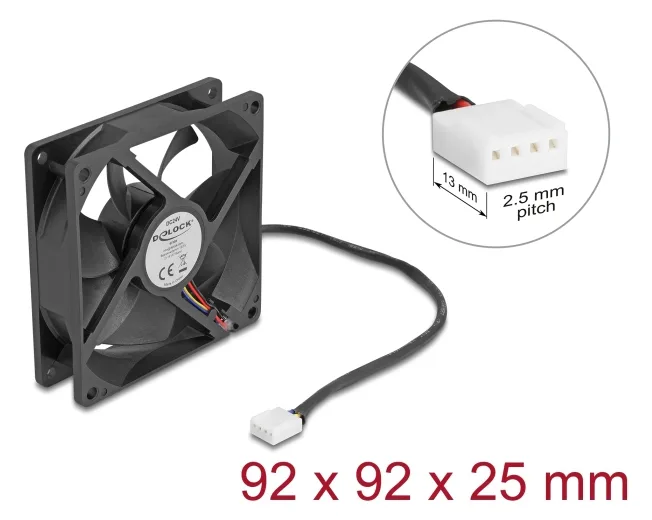 Delock Gehäuselüfter - axial - 92 mm - Schwarz, Ansicht 2