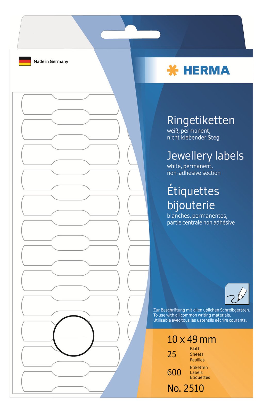 HERMA Papier - selbstklebend - weiß - 10 x 49 mm 600 Etikett(en) (25 Bogen x 24)