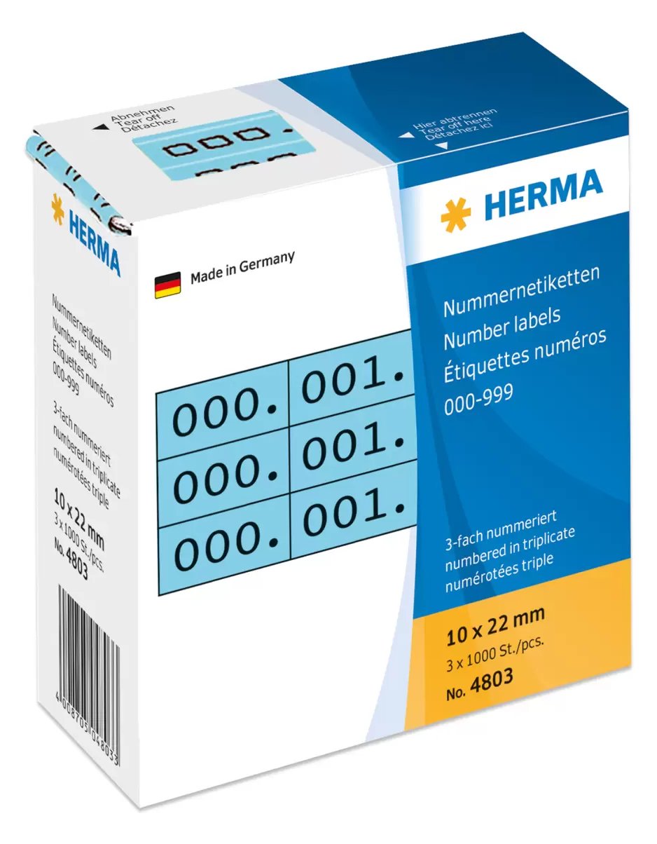 HERMA Schwarz, Blau - 10 x 22 mm 3000 Etikett(en) (1000 Bogen x 3)