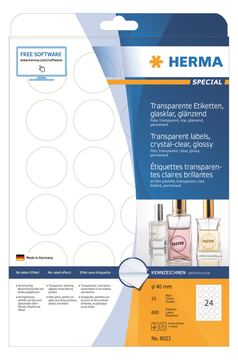 HERMA Selbstklebend - durchsichtig - 40 mm rund 600 Etikett(en) (25 Bogen x 24) von LumaTech