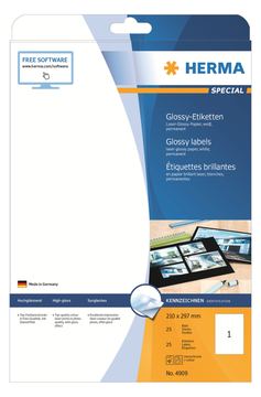 HERMA Special - Papier - hochglänzend - permanent selbstklebend - weiß - A4 (210 x 297 mm) von LumaTech