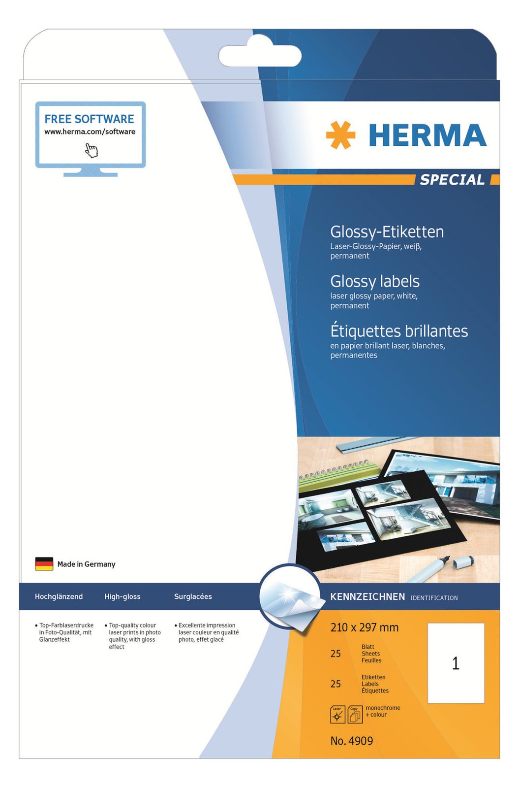 HERMA Special - Papier - hochglänzend - permanent selbstklebend - weiß - A4 (210 x 297 mm)
