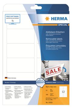 HERMA Special - Papier - matt - selbstklebend, entfernbarer Klebstoff - weiß - 88.9 x 46.6 mm 300 Etikett(en) von LumaTech