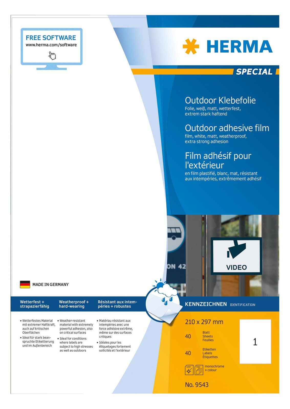 HERMA Special - Polyethylen (PE) - matt - extrem stark haftend - weiß - A4 (210 x 297 mm)