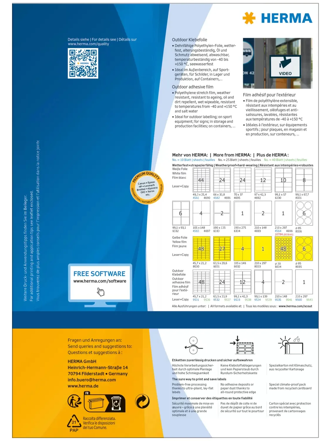 HERMA Special - Polyethylen (PE) - matt - extrem stark haftend - weiß - A4 (210 x 297 mm), Ansicht 2