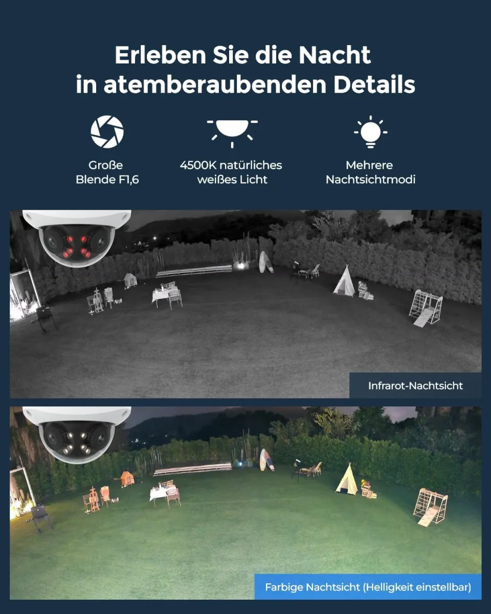 Reolink 16MP UHD 180° Panorama Dual-Objektiv Überwachungskamera, Bewegungsverfolgung, Farbnachtsicht, Spotlight, Smart-Erkennung & Alarme, Zwei-Wege-Audio, IK10 Vandalismussicher, IP67, Duo 3V PoE — Bild 4