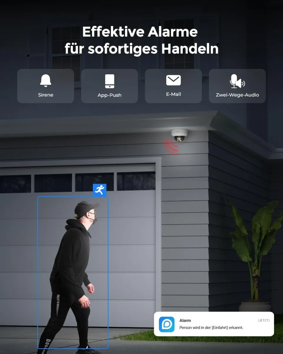 Reolink 16MP UHD 180° Panorama Dual-Objektiv Überwachungskamera, Bewegungsverfolgung, Farbnachtsicht, Spotlight, Smart-Erkennung & Alarme, Zwei-Wege-Audio, IK10 Vandalismussicher, IP67, Duo 3V PoE — Bild 5