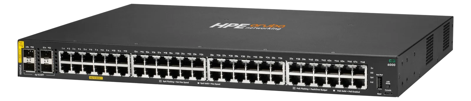 HPE Aruba 6000 48G Class4 PoE 4SFP 370W Switch - Switch - managed - 48 x 10/100/1000 (PoE+), Ansicht 2