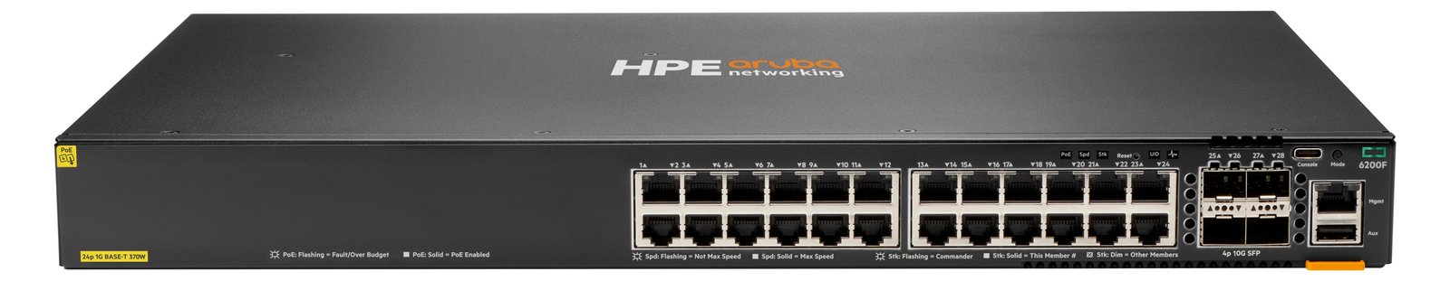 HPE Aruba 6200F 24G Class4 PoE 4SFP+ 370W Switch - Switch - max. Stapelentfernung 10 km - L3 - managed