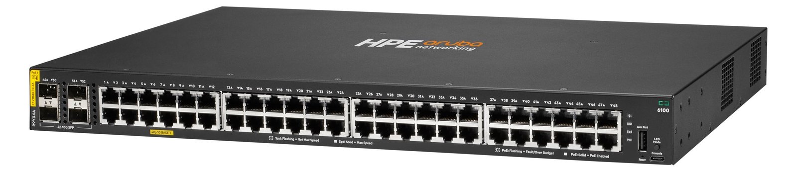 HPE Aruba Networking CX 6100 48G Class4 PoE 4SFP+ 740W Switch - Switch - L3 - managed - 48 x 10/100/1000 (PoE+) von LumaTech