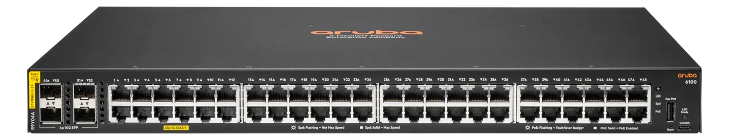 HPE Aruba Networking CX 6100 48G Class4 PoE 4SFP+ 740W Switch - Switch - L3 - managed - 48 x 10/100/1000 (PoE+), Ansicht 2