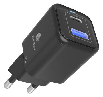 ICY BOX IB-PS1020-PD - Netzteil - 20 Watt - 3 A - PD 3.0, QC 3.0 - 2 Ausgabeanschlussstellen (24 pin USB-C, USB) von LumaTech
