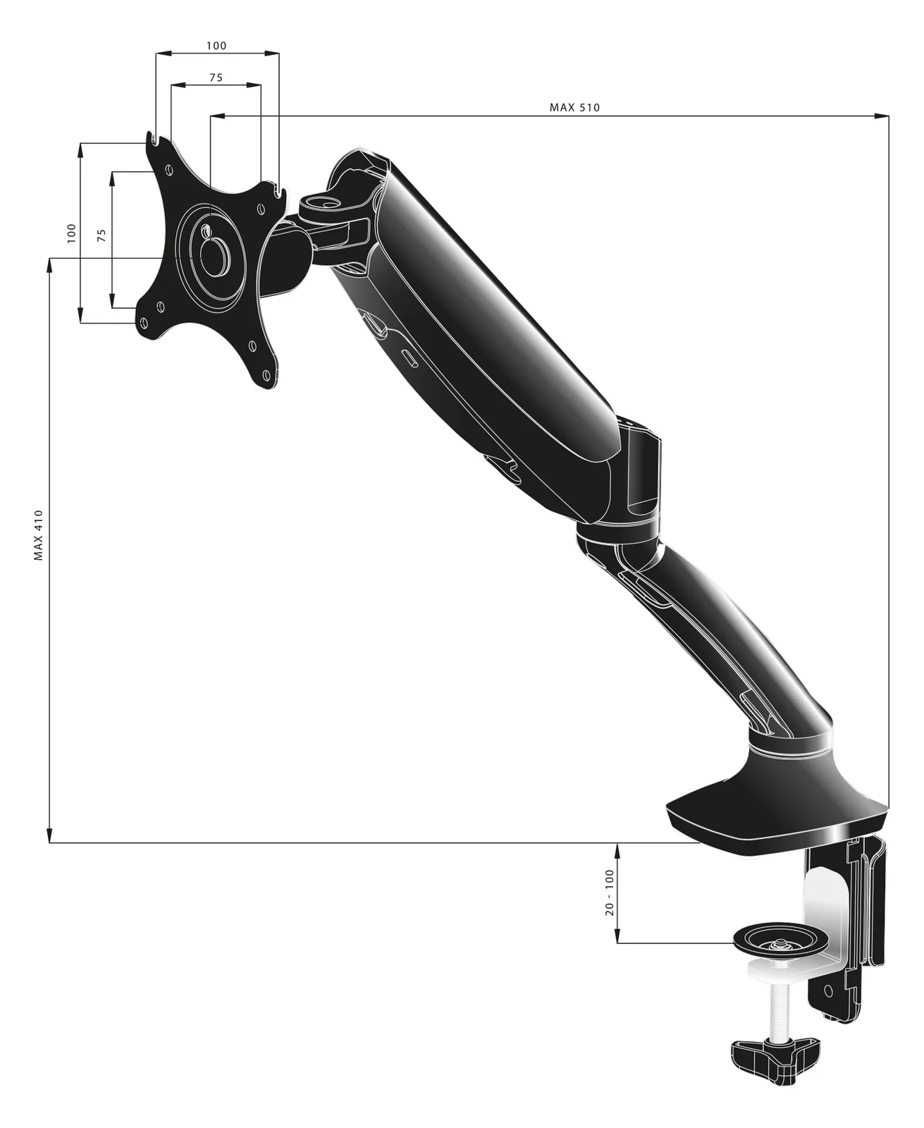 Iiyama DS3001C-B1 - Befestigungskit - für Monitor (einstellbarer Arm), Ansicht 2