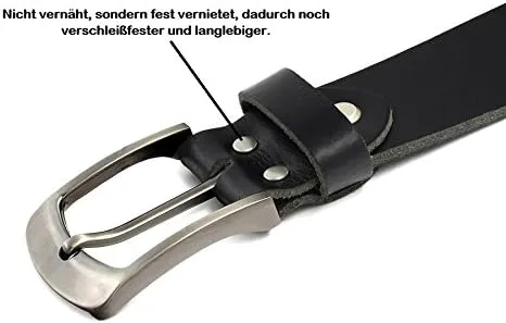 Herren Ledergürtel aus Büffelleder für Männer Jeans Anzug Echtleder Schwarz 38mm breit kürzbar — Bild 3