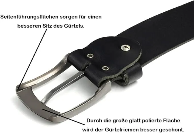 Herren Ledergürtel aus Büffelleder für Männer Jeans Anzug Echtleder Schwarz 38mm breit kürzbar — Bild 4