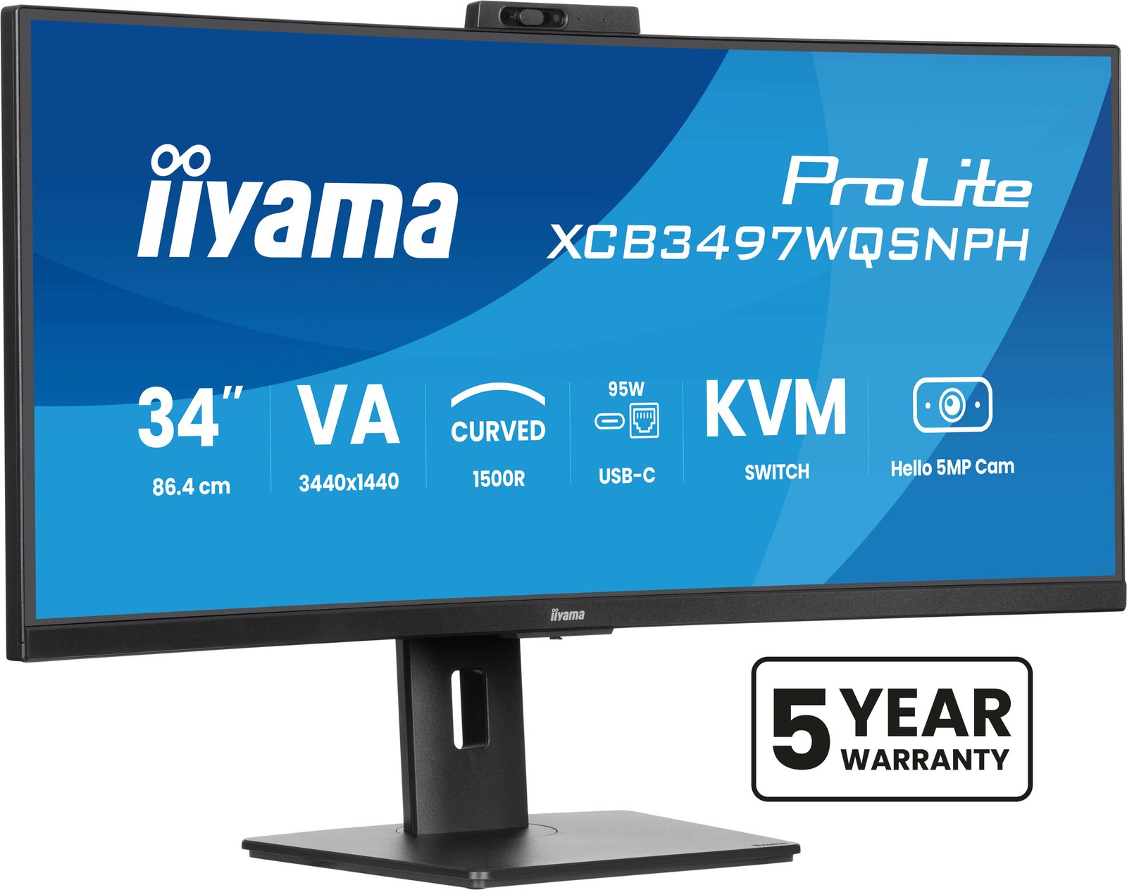 Iiyama ProLite XCB3497WQSNPH-B1 - LED-Monitor - gebogen - 86.4 cm (34)
